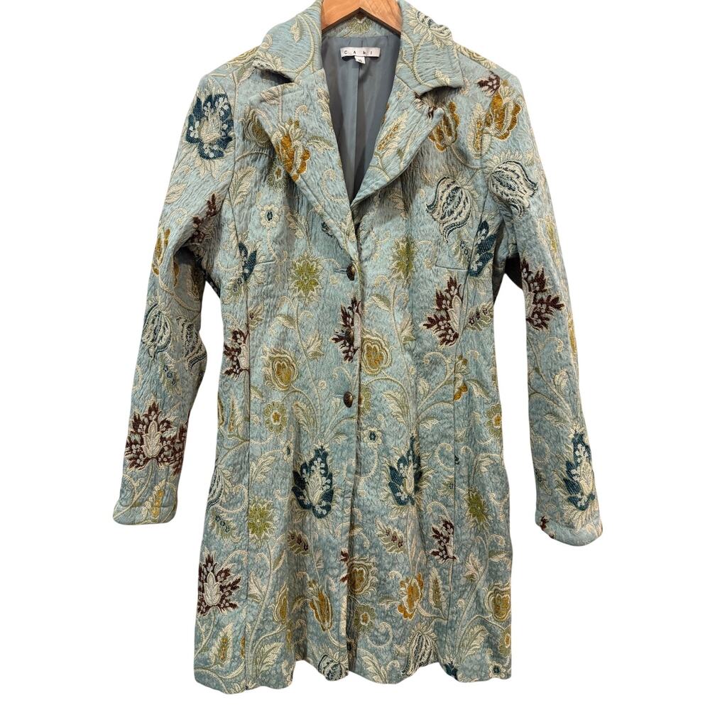 Vintage CAbi Guinevere Floral Tapestry Jacquard Coat Size 16 Boho Fall Winter